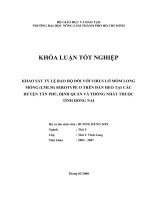 Khảo Sát Tỷ Lệ Bảo Hộ Đối Với Virus Lở Mồm Long Móng (LMLM) SEROTYPE O Trên Đàn Heo Tại Các Huyện Tân Phú, Định Quán Và Thống Nhất Thuộc Tỉnh Đồng Nai
