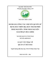Đánh giá công tác chuyển quyền sử dụng đất trên địa bàn thành phố Thái Nguyên, tỉnh Thái Nguyên giai đoạn 2014 62016