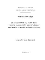 luận văn thạc sĩ  quản lý nợ xấu tại ngân hàng thƣơng mại cổ phần đầu tƣ và phát triển việt nam   chi nhánh hải dƣơ 