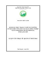 Đánh giá thực trạng và đề xuất hướng sử dụng bề n vững đất sản xuất nông nghiệp tại xã Minh Khai, huyện Bình Gia, tỉnh Lạng Sơn (LV thạc sĩ)