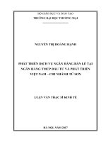 luận văn thạc sĩ  phát triển dịch vụ ngân hàng bán lẻ tại ngân hàng tmcp đầu tƣ và phát triển việt nam – chi nhánh từ sơn 
