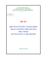 Đề Án Kiện Toàn Tổ Chức Và Hoạt Động Trung Tâm Phát Triển Quỹ Đất Trực Thuộc Sở Tài Nguyên Và Môi Trường