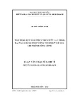 Tạo động lực làm việc cho người lao động tại Ngân hàng TMCP Công Thương Việt Nam chi nhánh Sông Công (LV thạc sĩ)