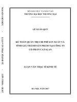 luận văn thạc sĩ kế toán quản trị chi phí sản xuất và tính giá thành sản phẩm tại công ty cổ phần catalan 