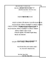luận văn thạc sĩ  chất lƣợng tín dụng tại sở giao dịch ngân hàng nông nghiệp và phát triển nông thôn việt nam 