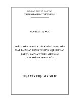 luận văn thạc sĩ  phát triển thanh toán không dùng tiền mặt tại ngân hàng TMCP đầu tƣ và phát triển việt nam   chi nhánh thanh hóa