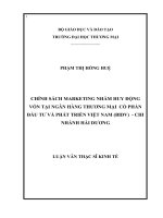 luận văn thạc sĩ  chính sách marketing nhằm huy động vốn tại ngân hàng thƣơng mại cổ phần đầu tƣ và phát triển việt nam (BIDV)   chi nhánh hải dƣơng 