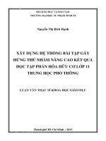 Xây dựng hệ thống bài tập gây hứng thú nhằm nâng cao kết quả học tập phần Hóa hữu cơ lớp 11 trung học phổ thông