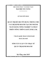 Quản trị kinh doanh Quản trị rủi ro tín dụng trong cho vay hộ kinh doanh tại chi nhánh ngân hàng nông nghiệp và phát triển nông thôn Easup, Đắk Lắk