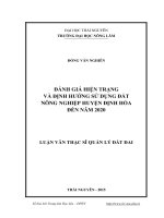 Đánh giá hiện trạng và định hướng sử dụng đất nông nghiệp huyện Định Hóa đến năm 2020 (LV thạc sĩ)