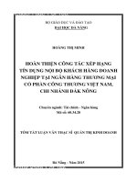 Quản trị kinh doanh Hoàn thiện công tác xếp hạng tín dụng nội bộ khách hàng doanh nghiệp tại Ngân hàng Thương mại cổ phần Công Thương Việt Nam, chi nhánh Đắk Nông