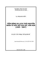 luận văn thạc sĩ Tiềm năng du lịch thái nguyên nhìn từ góc độ lịch sử văn hoá (1995 - 2007)