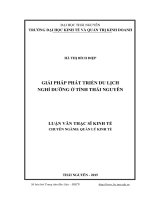 Giải pháp phát triển du lịch nghỉ dưỡng ở tỉnh Thái Nguyên (LV thạc sĩ)