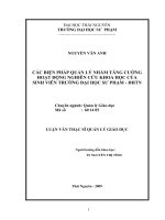luận văn thạc sĩ quản lý nhằm tăng cường hoạt động nghiên cứu khoa học của sinh viên trường đại học sư phạm - đhtn