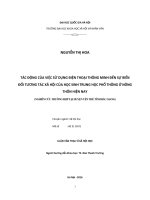 sự biến đổi tương tác xã hội của học sinh trung học phổ thông ở nông thôn hiện nay (Nghiên cứu trường hợp huyện Yên Thế, tỉnh Bắc Giang) - Copy
