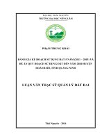 Đánh giá kế hoạch sử dụng đất 5 năm (2011  2015) và đề án quy hoạch sử dụng đất đến năm 2020 huyện Hoành Bồ, tỉnh Quảng Ninh (LV thạc sĩ)