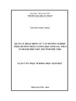 Quản lý hoạt động tư vấn hướng nghiệp theo hướng phân luồng học sinh sau THCS ở thành phố Việt Trì tỉnh Phú Thọ (LV thạc sĩ)