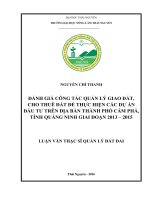 Đánh giá công tác quản lý giao đất, cho thuê đất để thực hiện các dự án đầu tư trên địa bàn thành phố Cẩm Phả, tỉnh Quảng Ninh giai đoạn 2013 2015 (LV thạc sĩ)