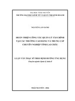 Hoàn thiện công tác quản lý tài chính tại các trường cao đẳng và trung cấp chuyên nghiệp tỉnh Lai Châu (LV thạc sĩ)