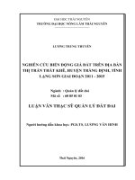 Nghiên cứu biến động giá đất ở trên địa bàn thị trấn Thất Khê, huyện Tràng Định, tỉnh Lạng Sơn giai đoạn 2011  2015 (LV thạc sĩ)