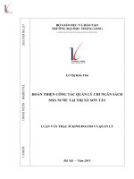 Hoàn thiện công tác quản lý chi ngân sách Nhà nước cấp huyện tại thị xã Sơn Tây