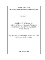 Nghiên cứu sự tham gia của người dân trong phát triển giao thông tại huyện Nậm Nhùn, tỉnh Lai Châu (LV thạc sĩ)