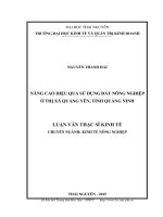Nâng cao hiệu quả sử dụng đất nông nghiệp ở thị xã Quảng Yên, tỉnh Quảng Ninh (LV thạc sĩ)