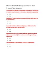 147 test bank for marketing 1st edition by hunt đề trắc nghiệm marketing