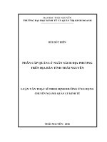 Phân cấp quản lý ngân sách địa phương trên địa bàn tỉnh Thái Nguyên (LV thạc sĩ)
