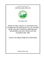 Đánh giá thực trạng và giải pháp nâng cao hiệu quả sử dụng đất của các tổ chức được giao đất, cho thuê đất trên địa bàn thành phố Lạng Sơn, tỉnh Lạng Sơn giai đoạn 2010  2015 (LV thạc sĩ)