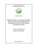 Đánh giá công tác chuyển nhượng quyền sử dụng đất trên địa bàn thành phố Yên Bái, tỉnh Yên Bái giai đoạn 20112015 (LV thạc sĩ)