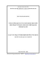 Tăng cường quản lý của ngân hàng nhà nước đối với quỹ tín dụng nhân dân trên địa bàn tỉnh Hưng Yên (LV thạc sĩ)