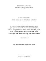 Xây dựng và sử dụng trò chơi dạy học nhằm tích cực hóa hoạt động học tập của sinh viên sư phạm trong dạy học môn Giáo dục học ở Trường Đại học Đồng Tháp