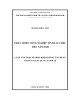 Phát triển công nghiệp tỉnh Lai Châu đến năm 2020 (LV thạc sĩ)