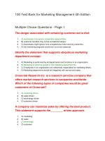 100 test bank for marketing management 4th edition  đề trắc nghiệm marketing