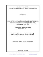 Anh hưởng của đô thị hóa đến phát triển kinh tế xã hội của huyện Phổ Yên, tỉnh Thái Nguyên