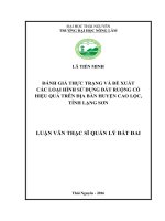 Đánh giá thực trạng và đề xuất các loại hình sử dụng đất ruộng có hiệu quả trên địa bàn huyện Cao Lộc, tỉnh Lạng Sơn (LV thạc sĩ)