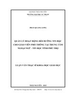 Quản lý hoạt động bồi dưỡng tin học cho giáo viên phổ thông tại trung tâm ngoại ngữ   tin học tỉnh phú thọ 