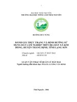 Đánh giá thực trạng và định hướng sử dụng đất lâm nghiệp trên địa bàn xã Kim Đồng huyện Tràng Định, tỉnh Lạng Sơn (LV thạc sĩ)