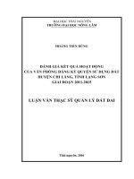 Đánh giá kết quả hoạt động của Văn phòng đăng ký quyền sử dụng đất huyện Chi Lăng, tỉnh Lạng Sơn giai đoạn 20112015 (LV thạc sĩ)