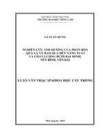 Nghiên cứu ảnh hưởng của phân bón qua lá và bao quả đến năng suất và chất lượng bưởi Đại Minh, Yên Bình, Yên Bái (LV thạc sĩ)