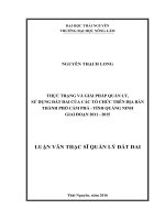 Thực trạng và giải pháp quản lý, sử dụng đất đai của các tổ chức trên địa bàn thành phố Cẩm Phả  tỉnh Quảng Ninh giai đoạn 2011  2015 (LV thạc sĩ)