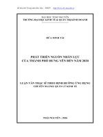 Phát triển nguồn nhân lực của thành phố Hưng Yên đến năm 2020 (LV thạc sĩ)