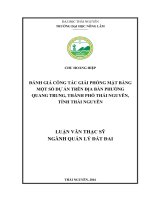 Đánh giá công tác giải phóng mặt bằng một số Dự án trên địa bàn phường Quang Trung, thành phố Thái Nguyên, tỉnh Thái Nguyên (LV thạc sĩ)