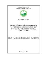 Nghiên cứu khả năng sinh trưởng và phát triển của một số tổ hợp ngô lai tại Thành phố Yên Bái, tỉnh Yên Bái (LV thạc sĩ)