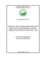 Đánh giá thực trạng thị trường bất động sản tại thành phố Cẩm Phả, tỉnh Quảng Ninh giai đoạn 20112015 (LV thạc sĩ)