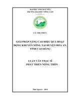 Giải pháp nâng cao hiệu quả hoạt động khuyến nông tại huyện Hòa An, tỉnh Cao Bằng (LV thạc sĩ)