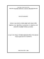 Nâng cao chất lượng đội ngũ giáo viên trong trường Cao đẳng và Trung cấp chuyên nghiệp tỉnh Lai Châu (LV thạc sĩ)