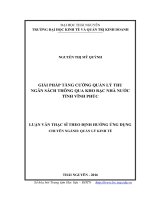 Giải pháp tăng cường quản lý thu ngân sách thông qua kho bạc nhà nước tỉnh Vĩnh Phúc (LV thạc sĩ)