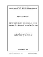 Phát triển dạy nghề cho lao động nông thôn tỉnh Phú Thọ đến năm 2020 (LV thạc sĩ)